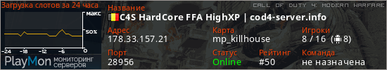 баннер для сервера cod4. C4S HardCore FFA HighXP | cod4-server.info