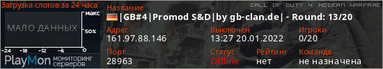 баннер для сервера cod4. |GB#4|Promod S&D|by gb-clan.de| - Round: 13/20