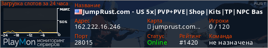 баннер для сервера rust. JumpRust.com - US 5x|PVP+PVE|Shop|Kits|TP|NPC Bases|Events|