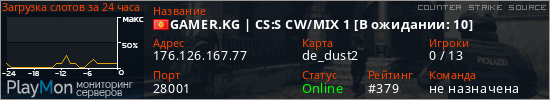 баннер для сервера css. GAMER.KG | CS:S CW/MIX 1 [В ожидании: 9]