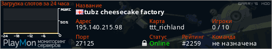 баннер для сервера garrysmod. tubz cheesecake factory