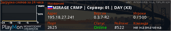 баннер для сервера samp. MIRAGE CRMP | Сервер: 01 | DAY (X3)
