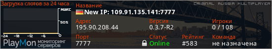 баннер для сервера crmp. New IP: 109.91.135.141:7777