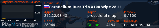 баннер для сервера rust. ParaBellum Rust Trio X100 Wipe 28.11
