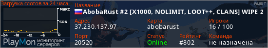 баннер для сервера rust. AbobaRust #2 [X1000, NOLIMIT, LOOT++, CLANS] WIPE 27.02
