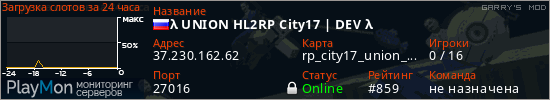 баннер для сервера garrysmod. &lambda; UNION HL2RP City17 | DEV &lambda;