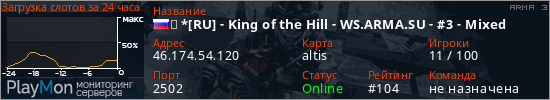 баннер для сервера arma3.  *[RU] - King of the Hill - WS.ARMA.SU - #3 - Mixed