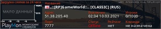 баннер для сервера samp. ..::[RP]GameWorld::.. [CLASSIC] (RUS)