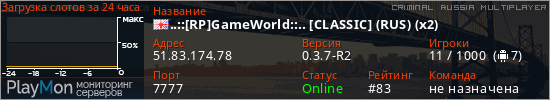 баннер для сервера crmp. ..::[RP]GameWorld::.. [CLASSIC] (RUS) (x2)