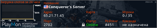 баннер для сервера arma3. Conqueror's Server