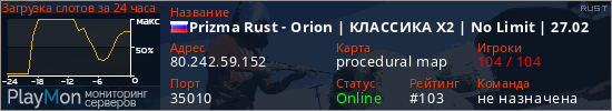 баннер для сервера rust. Prizma Rust - Orion | КЛАССИКА X2 | No Limit | 27.02