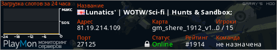 баннер для сервера garrysmod. Lunatics' | WOTW/Sci-fi | Hunts & Sandbox;