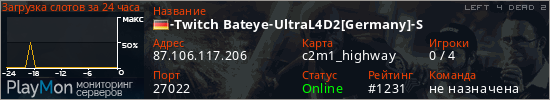баннер для сервера l4d2. -Twitch Bateye-UltraL4D2[Germany]-S
