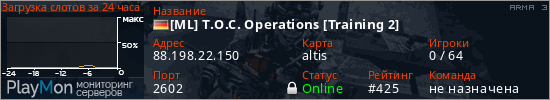 баннер для сервера arma3. [ML] T.O.C. Operations [Training 2]