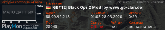 баннер для сервера cod4. |GB#12|Black Ops 2 Mod|by www.gb-clan.de|