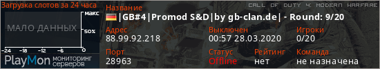 баннер для сервера cod4. |GB#4|Promod S&D|by gb-clan.de| - Round: 9/20