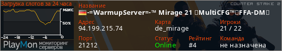баннер для сервера cs2. -=WarmupServer=-™ Mirage 21 ★MultiCFG™★FFA-DM★